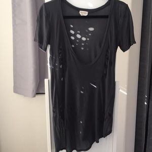 Distressed tunic tee